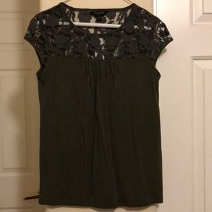 Army Green Lace Blouse - Banana Republic